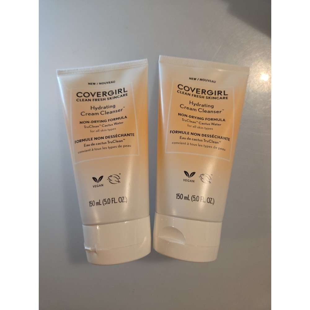 2 x COVERGIRL Clean Fresh Skincare Hydrating Cream Face‎ Cleanser, 5 fl oz ea.